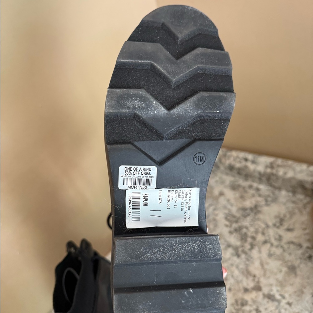 Calvin Klein Black Lace-Up Moto Boots - Picture 5 of 5